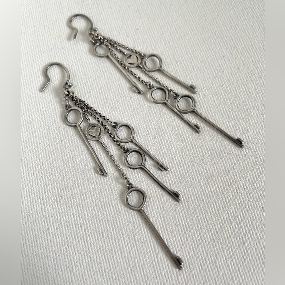 Silver Key Dangle Earrings